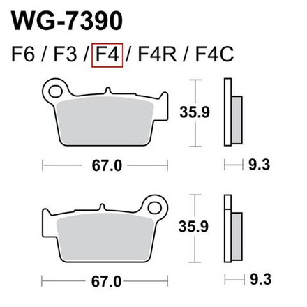 Колодки задние WRP Kawasaki KXF-250/450, Suzuki RMZ-250/450,Yamaha YZF-250/450 Ceramic