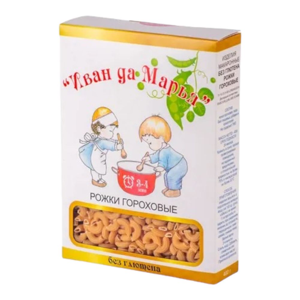 Макароны из гороховой муки Рожки, 400 г (Иван да Марья)
