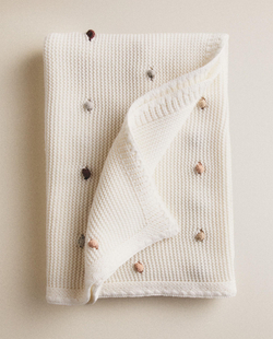 Zara Home плед детский из хлопка, в полоску, 70x100 см