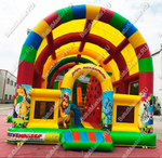 Коммерческий надувной батут «Страна Сафария» с крышей и двумя горками 12*6*6 м