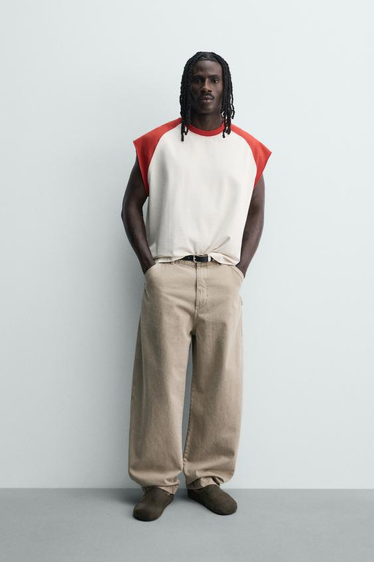 ZARA БРЮКИ RELAXED FIT КАРГО, СВЕТЛО-ПЕСОЧНЫЙ