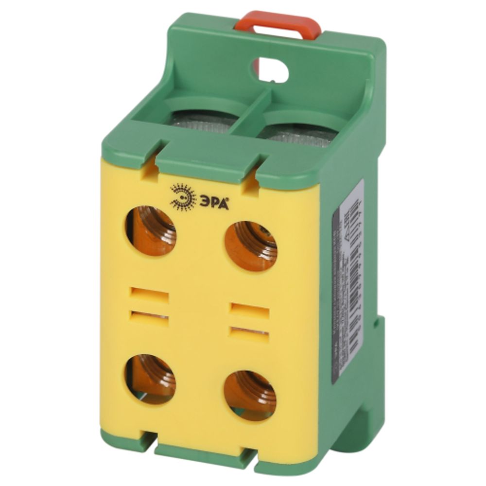 Клемма силовая вводная КСВ ЭРА NO-224-142 двойная KE67.3 16-95 мм2 желтая/зеленая PE