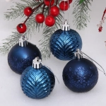 Новогодние шары 5 см (набор 4 шт) «Лесная тайна», сапфир