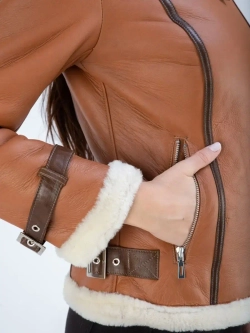 Дубленка авиатор натуральная короткая Турция