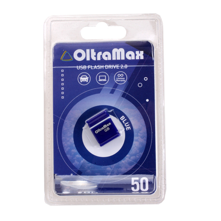 USB Флешка 16GB OltraMax 50 Mini, USB 2.0, тёмно-голубая