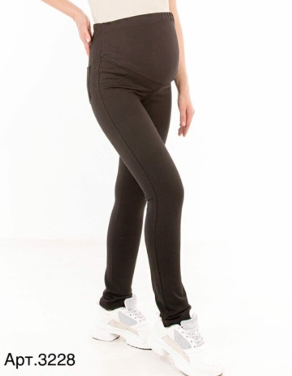 Брюки "Джерси" с карманами с начесом черные для беременных