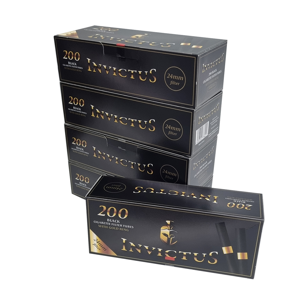 Гильзы для сигарет "Invictus" Black Extra Long 24mm Filter 5х200шт (Комплект)