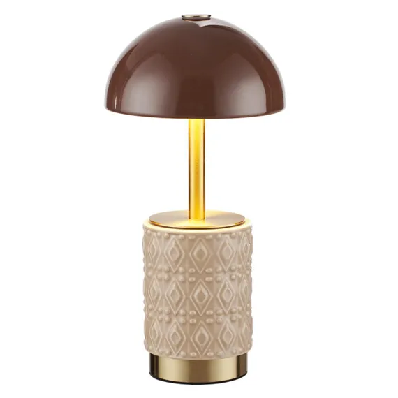 5453/3TL L-VISION ODL_EX26 светлая бронза/кофейный/бежевый/металл/керамика Настольная лампа беспроводная LED*3W 3000K LULU