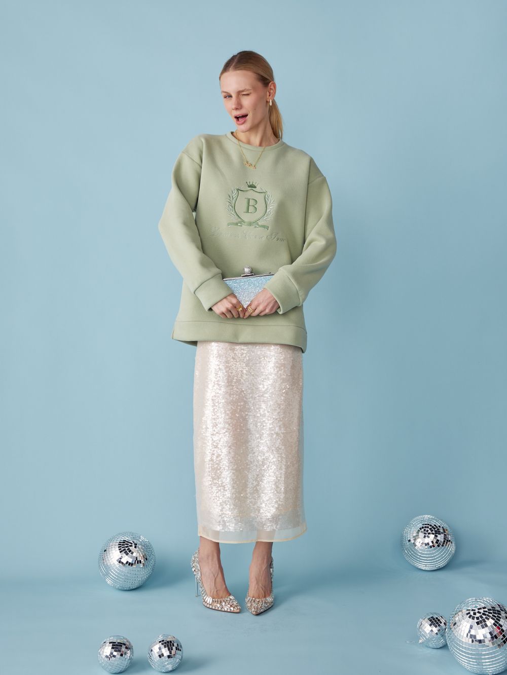 ЮБКА В ПАЙЕТКАХ PASTEL BEIGE