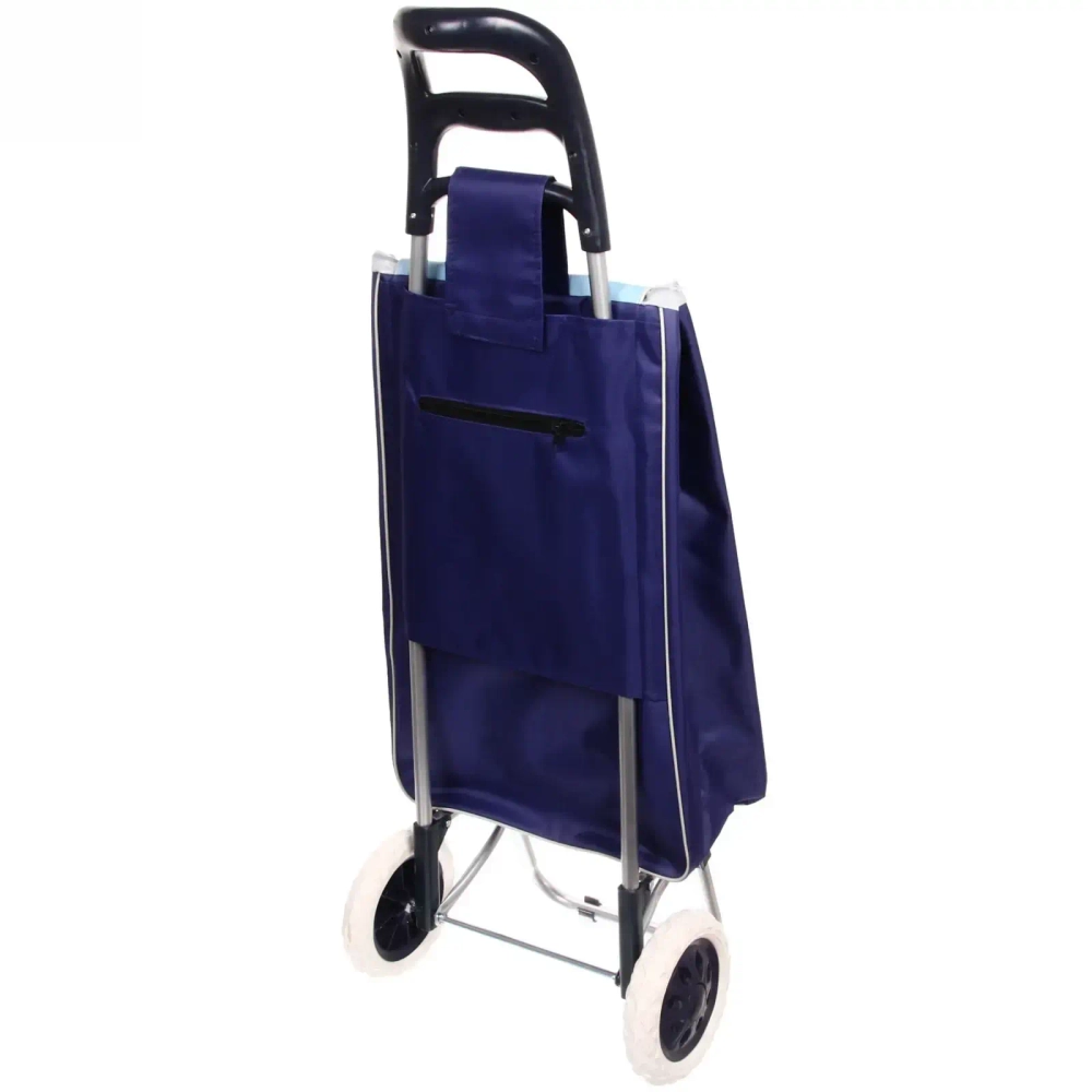 Тележка хозяйственная с сумкой (95*33*30см, колеса 16см, до 30 кг.) цветы синяя
