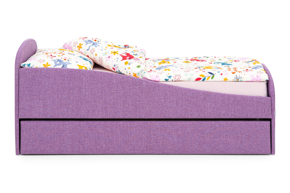 Детская мягкая кровать с ящиком Бельмарко Letmo черничный мусс рогожка