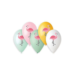 Шары воздушные с рисунком "Фламинго" 3х-цвет. 36 см