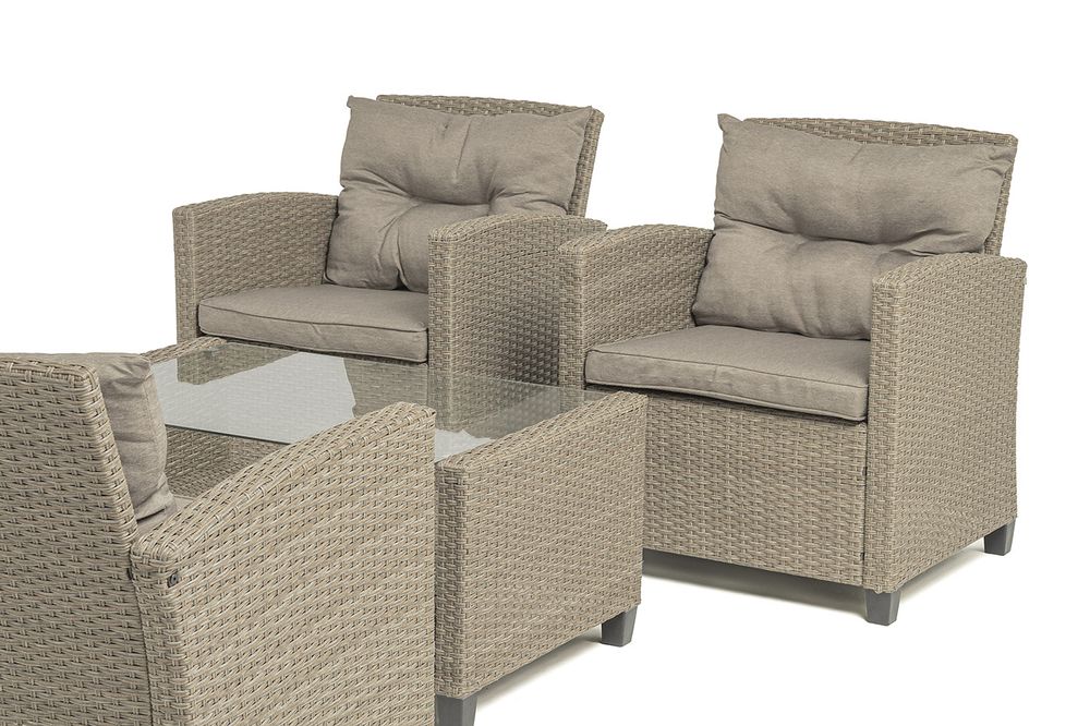 "Филадельфия" лаунж-зона из искусственного ротанга, цвет соломенный, цвет подушек бежевый