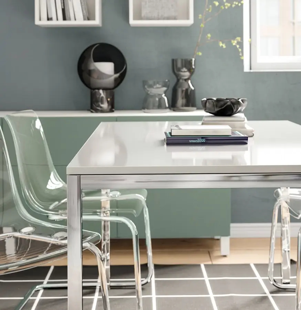 Стол обеденный - IKEA TORSBY, 135х85х75 см, белый/металлик, ТОРСБИ ИКЕА