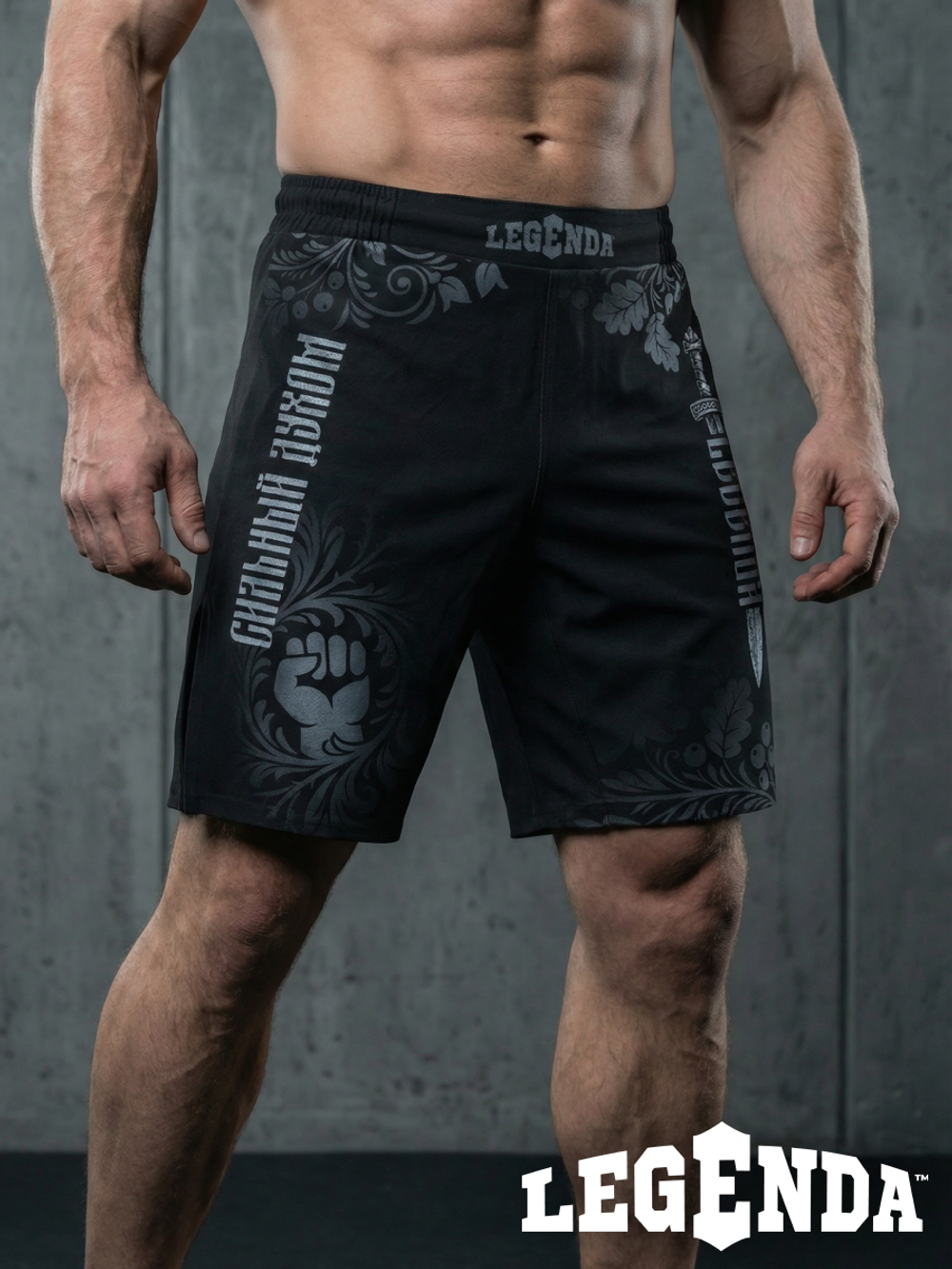 Шорты спортивные тренировочные LEGENDA Хохлома серая (3XL)