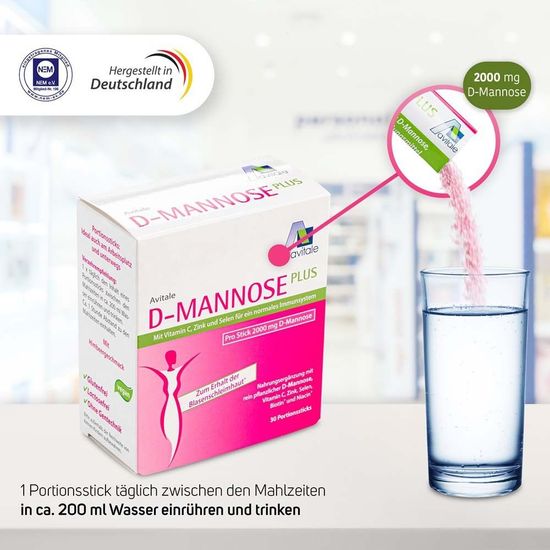 Avitale D-Mannose Plus 2000 мг + Ниацин для поддержания нормальных слизистых оболочек