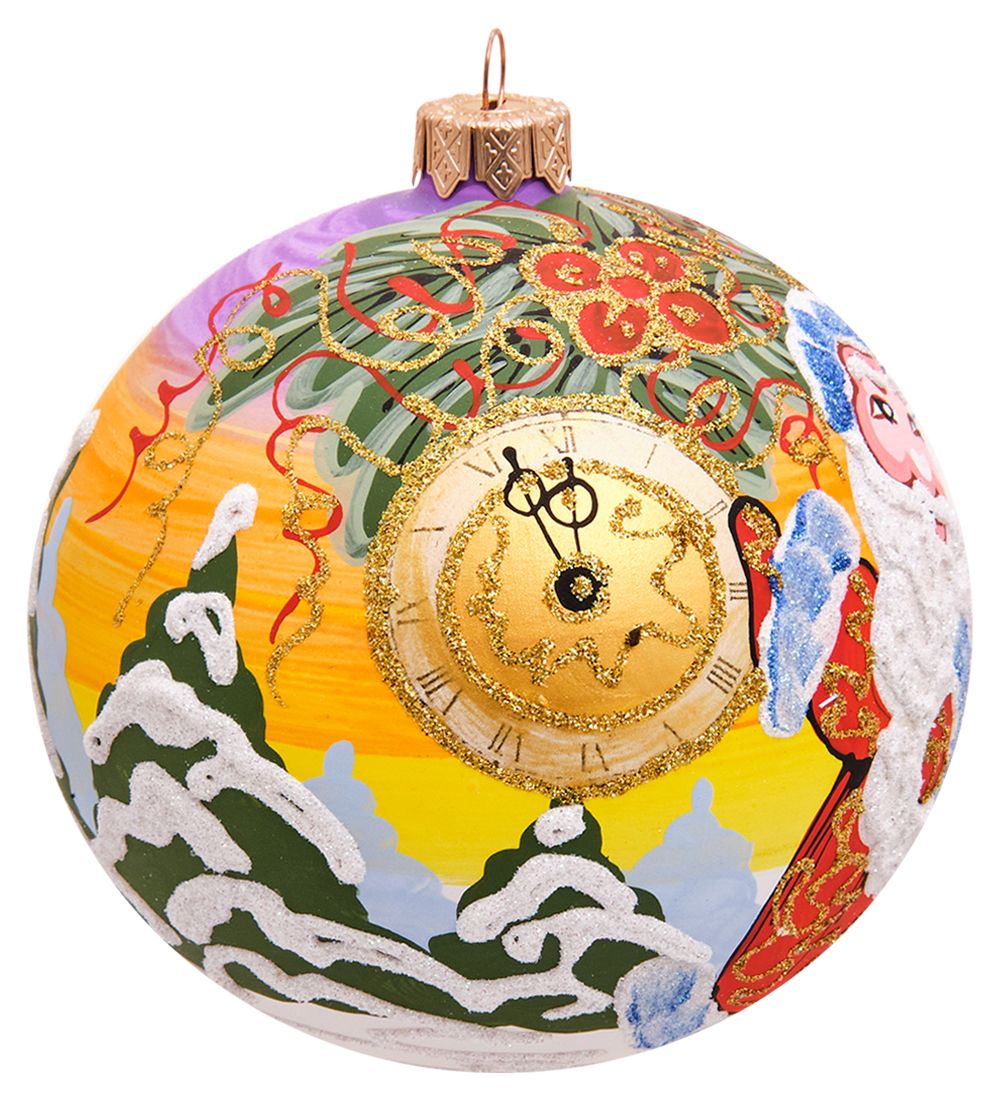 Элита НФШ-1501 Ел.украшение Шар «Дед Мороз с часами» 100 мм