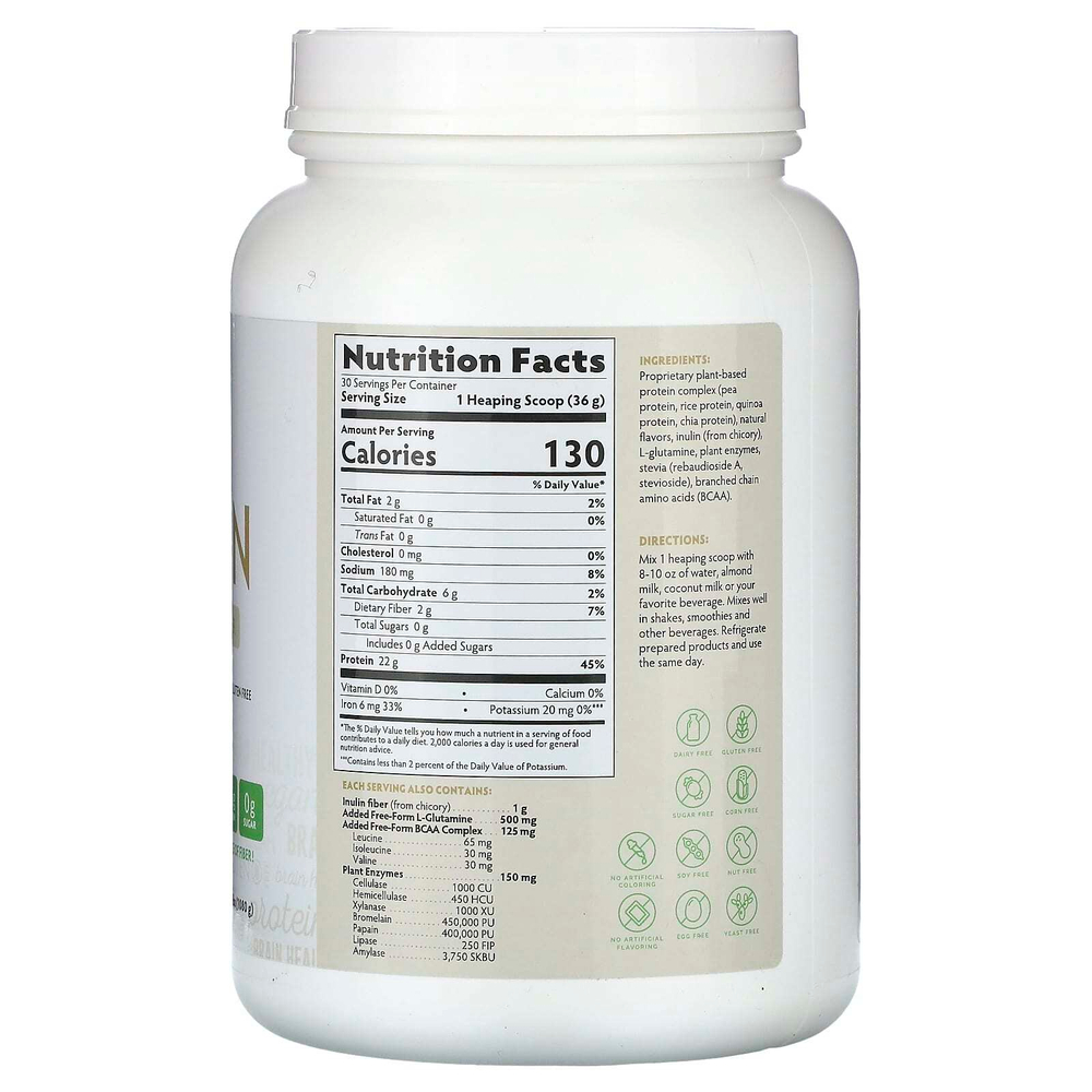 BrainMD, Omni Protein, протеиновый порошок из растительных ингредиентов, со вкусом ванили, 1080 г (2,38 фунта)