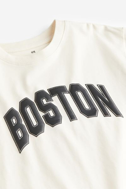 H&M Хлопковая футболка с надписью, белый