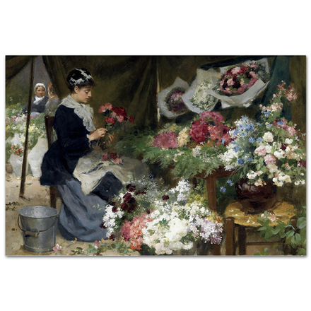 Продавщица цветов делает букеты. Виктор Габриель Жильбер