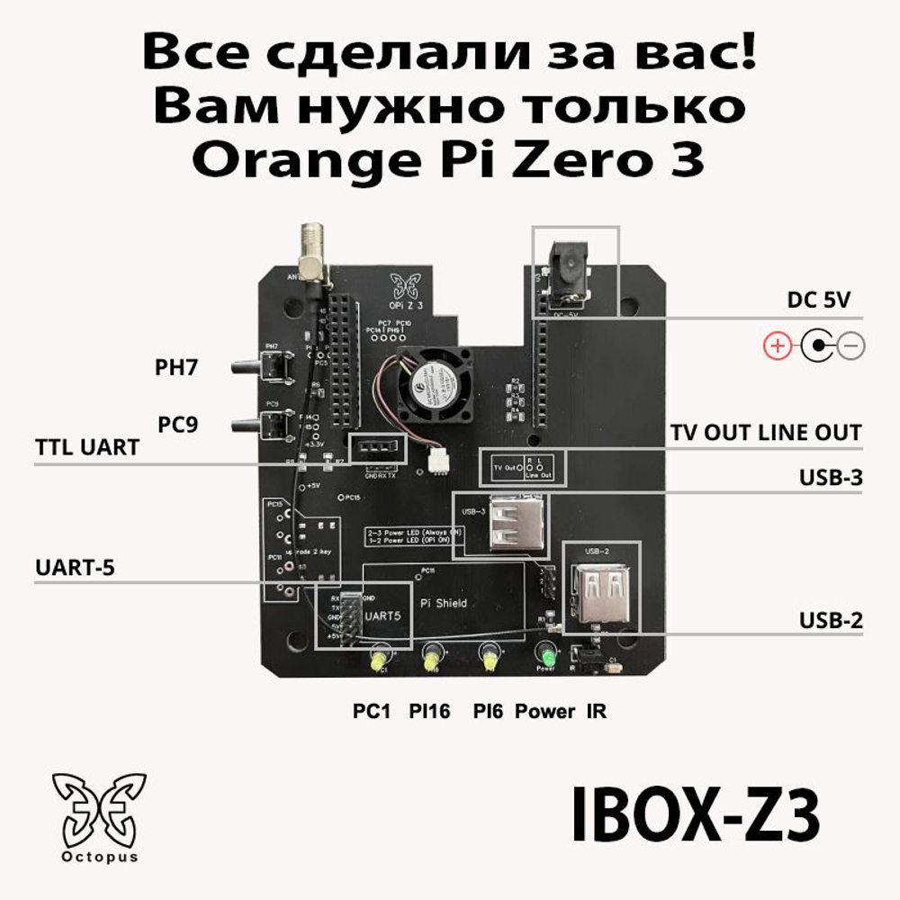 Корпус для Orange Pi Zero 3 с платой интерфейсов
