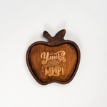 Менажница деревянная из сибирского кедра для подачи блюд и закусок с гравировкой "УЛЫБКА СПАСЕТ МИР!". MG91