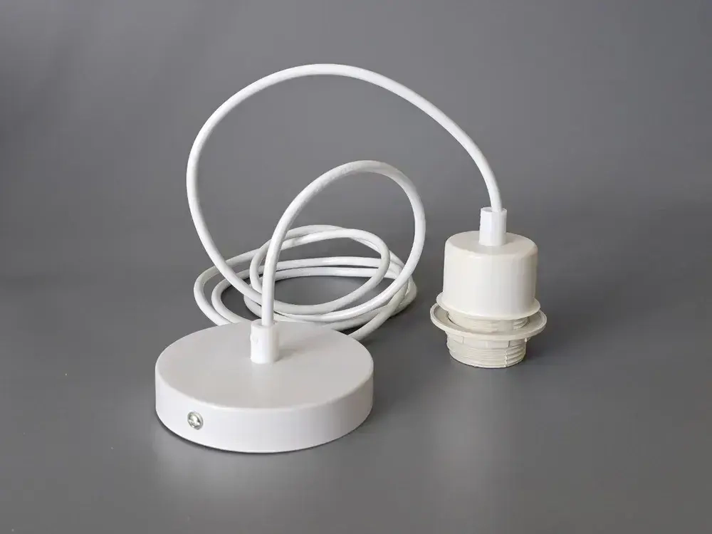 Патрон подвесной Е27 шнур подвес потолочный для светильника и люстры для лампы и абажура декоративный, белый, 1.9м, цоколь Е27, 60 Вт, 1 шт.