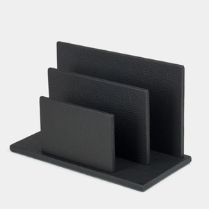 Подставка для визиток и бумаг из натуральной кожи теленка, черного цвета
