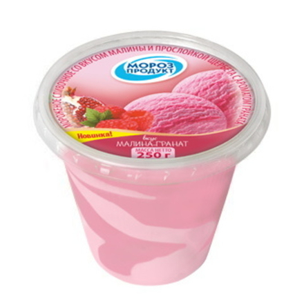 Мороженое сливочное 250г. Малина, щербет и гранат Морозпродукт