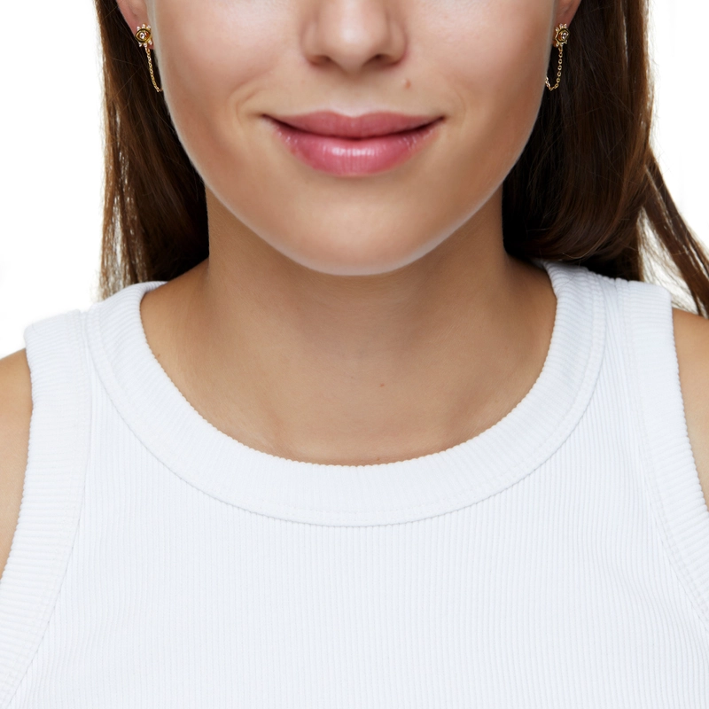 Серьги Маленький Глаз с Цепочкой