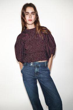 ZARA ДЖИНСЫ Z1975 STRAIGHT С НИЗКОЙ ПОСАДКОЙ И ОТВОРОТАМИ, СИНИЙ