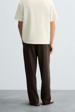 ZARA СТРУЯЩИЕСЯ БРЮКИ СО СКЛАДКАМИ, КОРИЧНЕВЫЙ