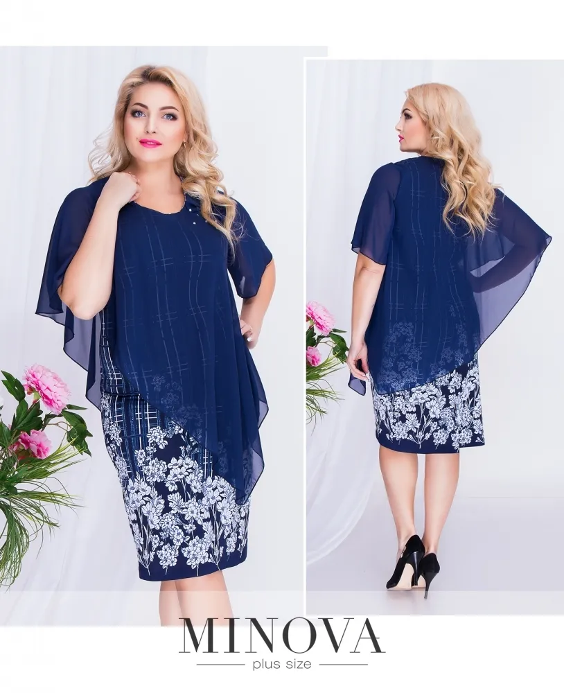 Платье 00266-темно-синий-мелкий Minova