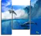 Модульная картина "Группа дельфинов в волнах"