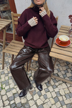 ZARA МЯГКИЙ ВЯЗАНЫЙ СВИТЕР С ВЫСОКИМ ВОРОТНИКОМ, БУРГУНДИ