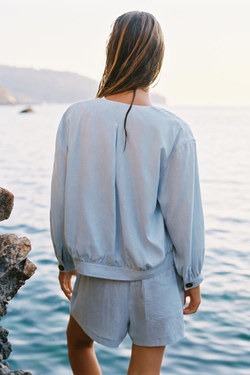 ZARA ЛЬНЯНОЙ БОМБЕР, ГОЛУБОЙ