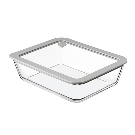 Контейнер для запекания и хранения с вакуумным эффектом Vacuum Glass, 1,4 л, светло-серый