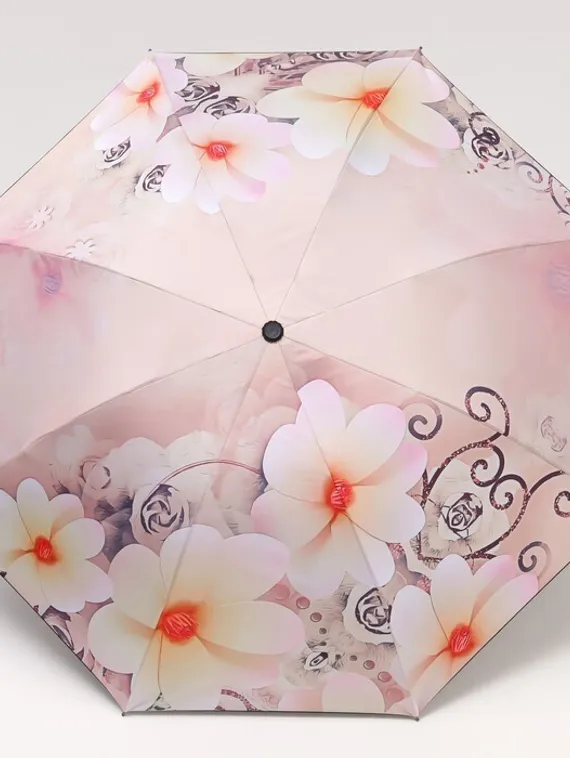 Зонт механический «Розы», ветроустойчивый, 3 сложения, 8 спиц, R = 48 см, рисунок МИКС