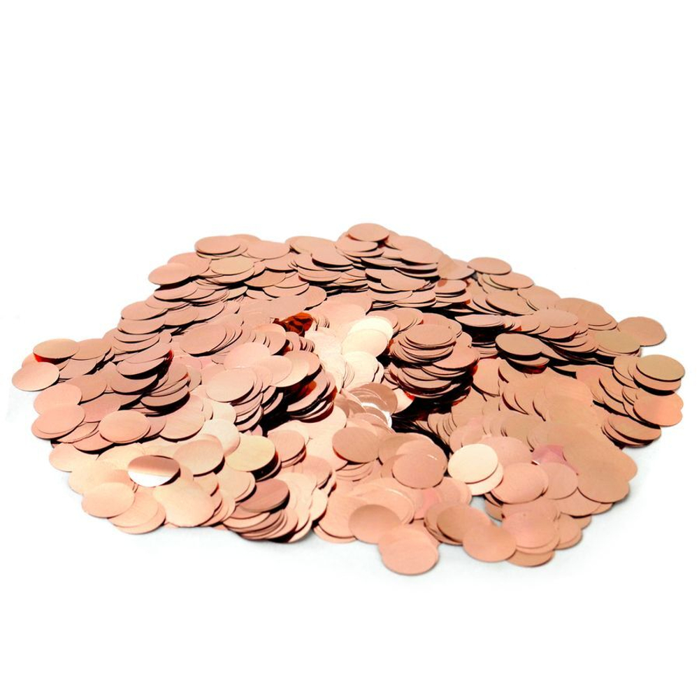 Конфетти фольга Круги 1,5 см розовое золото (50 гр/уп.) (для шаров)