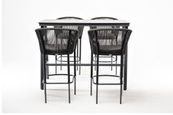 "Рио" барный комплект на 4 персоны, стол HPL "серый гранит", цвет темно-серый