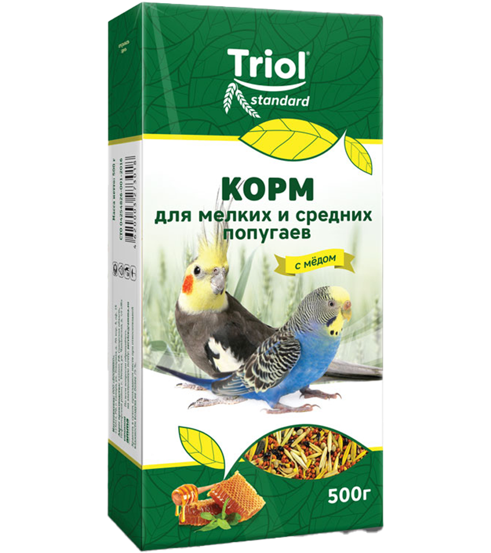 Триол Standard для мелких и средних попугаев с Мёдом 500гр.