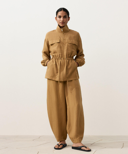 Oysho Куртка с присборенной талией из смеси лиоцелла и 24% льна, медный