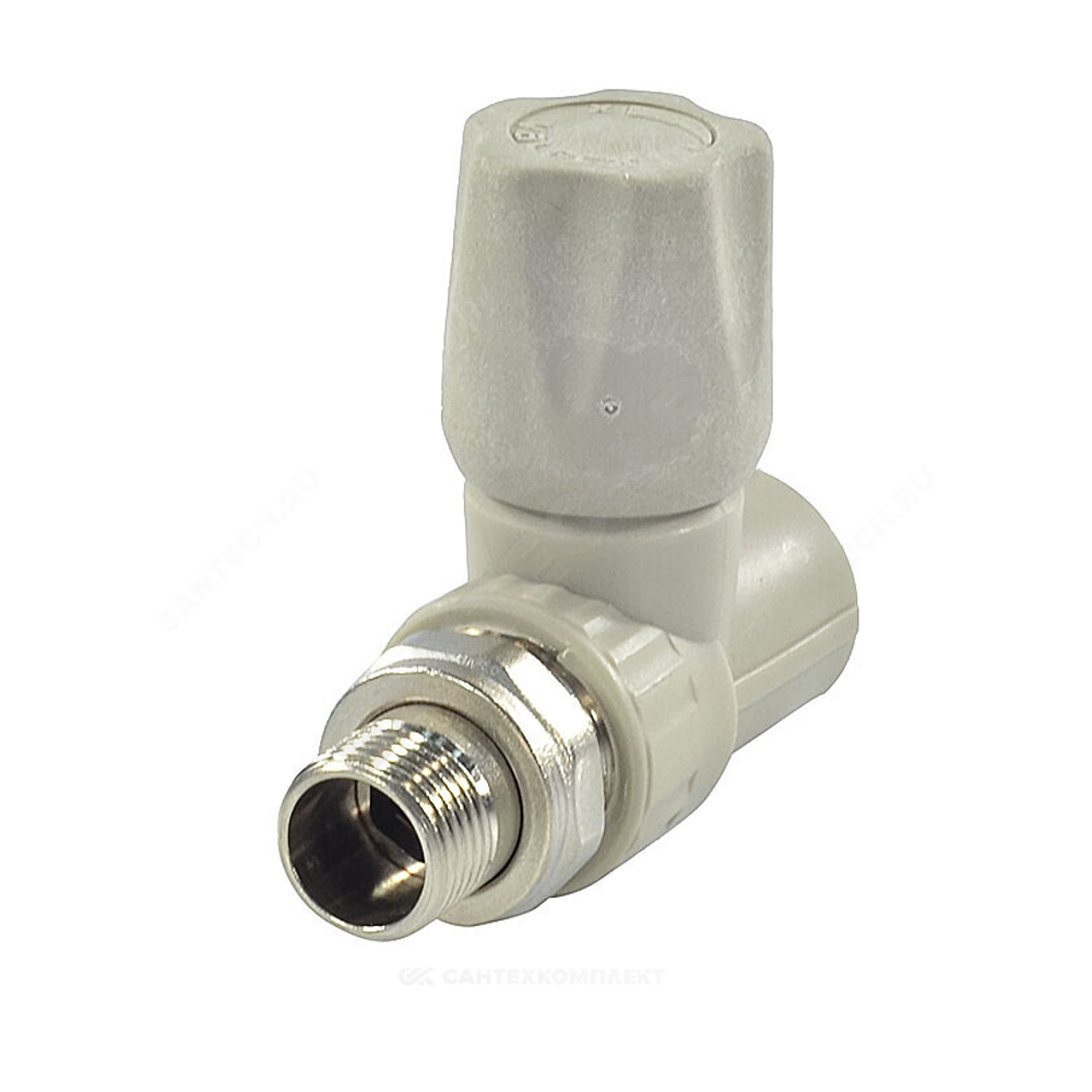 Клапан (вентиль) PP-R запорный серый Дн 20х1/2" Ру25 НР прямой для радиатора VALFEX 1014620012Г