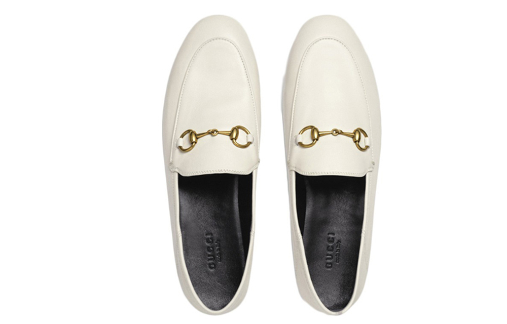 GUCCI Horsebit Loafer Leather White Women"s