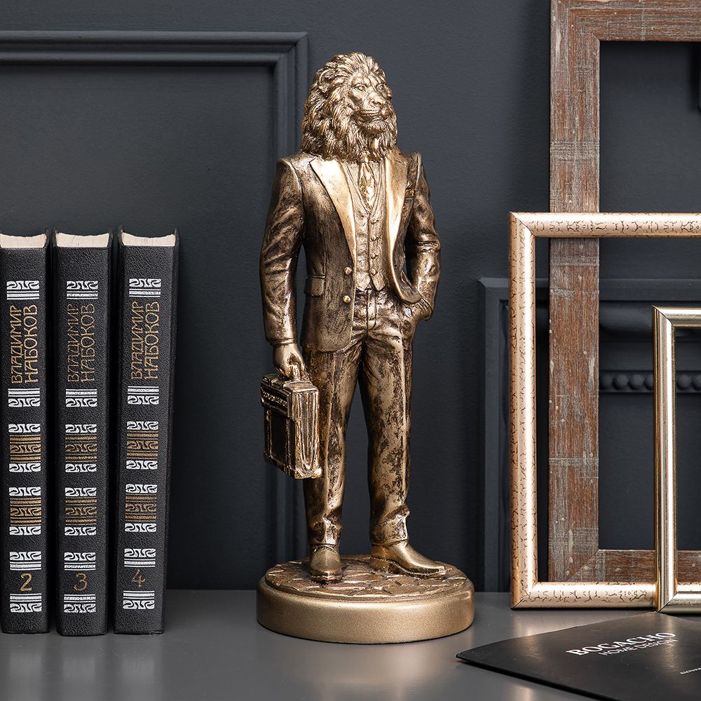 Скульптура Лев Бизнесмен Бронза