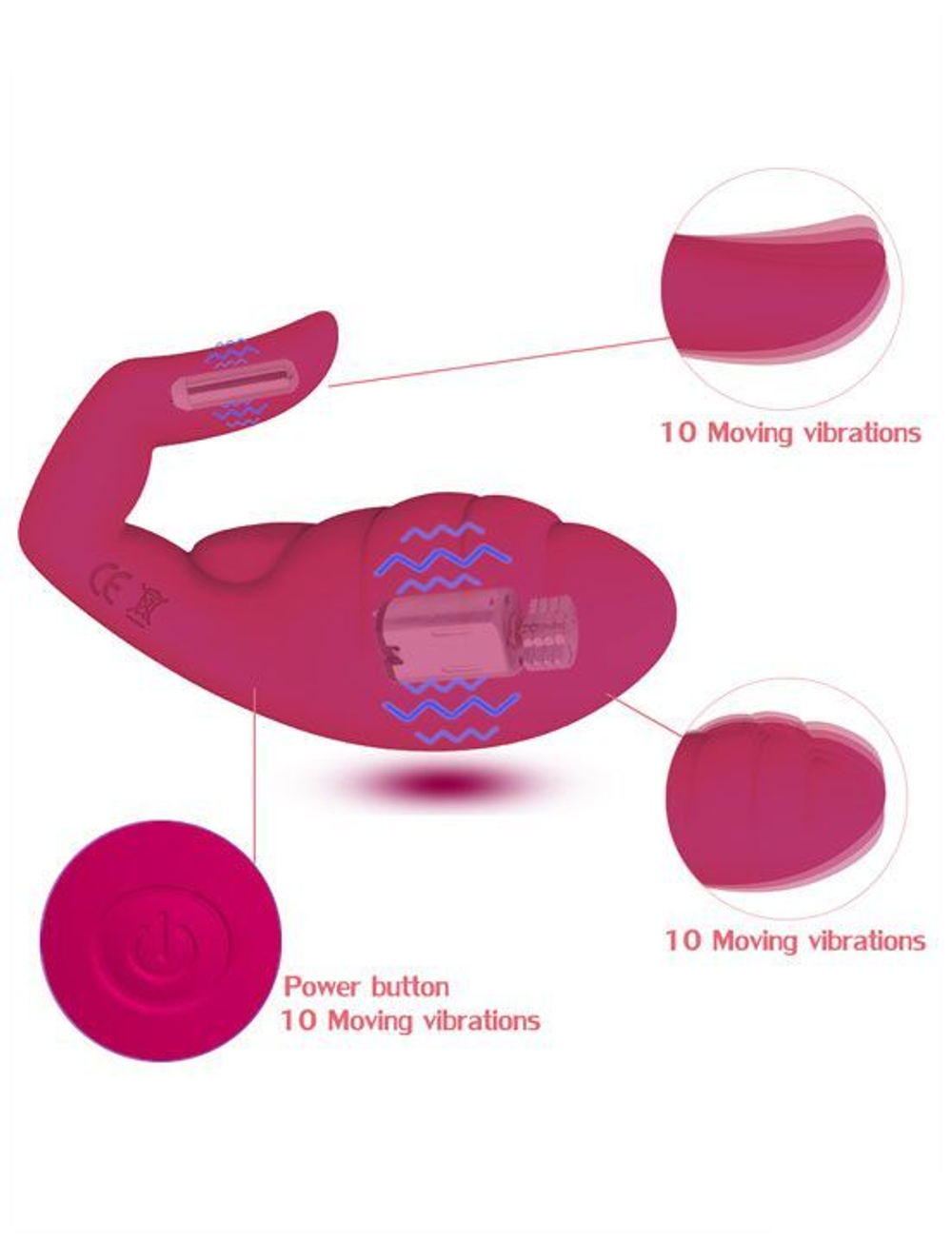 Малиновый клиторальный вибратор Jade Hand - 9,7 см. (Цвет: малиновый)