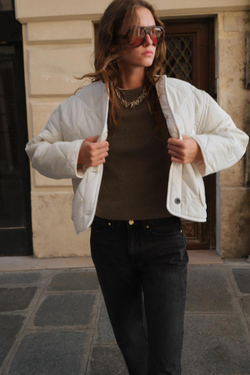 ZARA СТЕГАНАЯ КУРТКА, ЭКРЮ