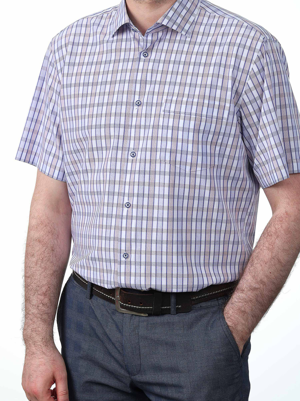 Сорочка мужская VESTER короткий рукав, лотос/пэ 72815 31