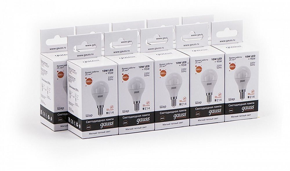 Лампа светодиодная Gauss LED Elementary Globe E14 10Вт 3000K 53110