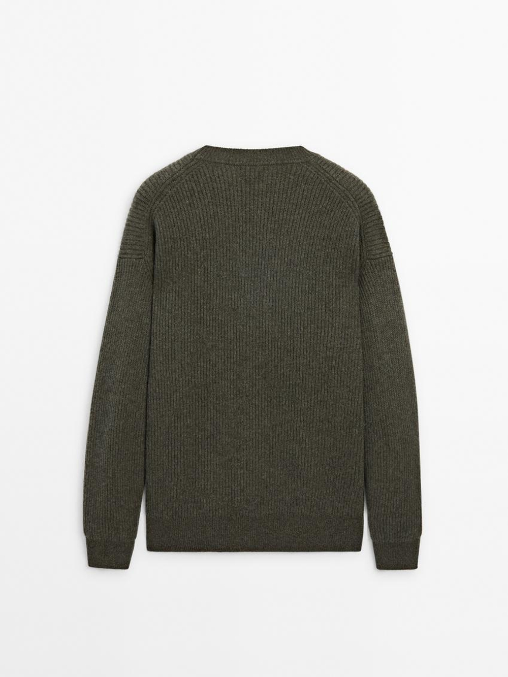 Massimo Dutti Свитер из 100% кашемира, зеленоватый